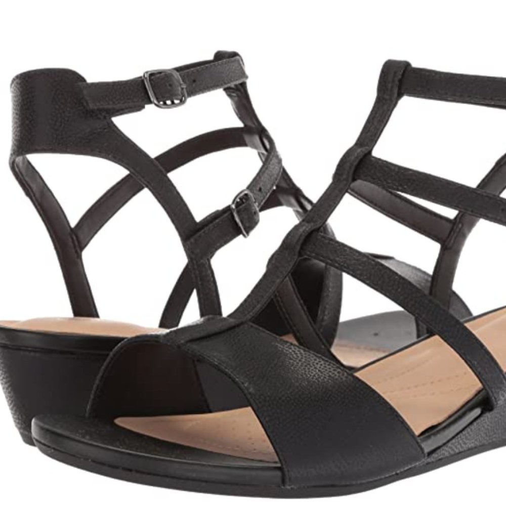 NWT Clarks Women's Parram Spice Gladiator Sandals 8.5 M Black